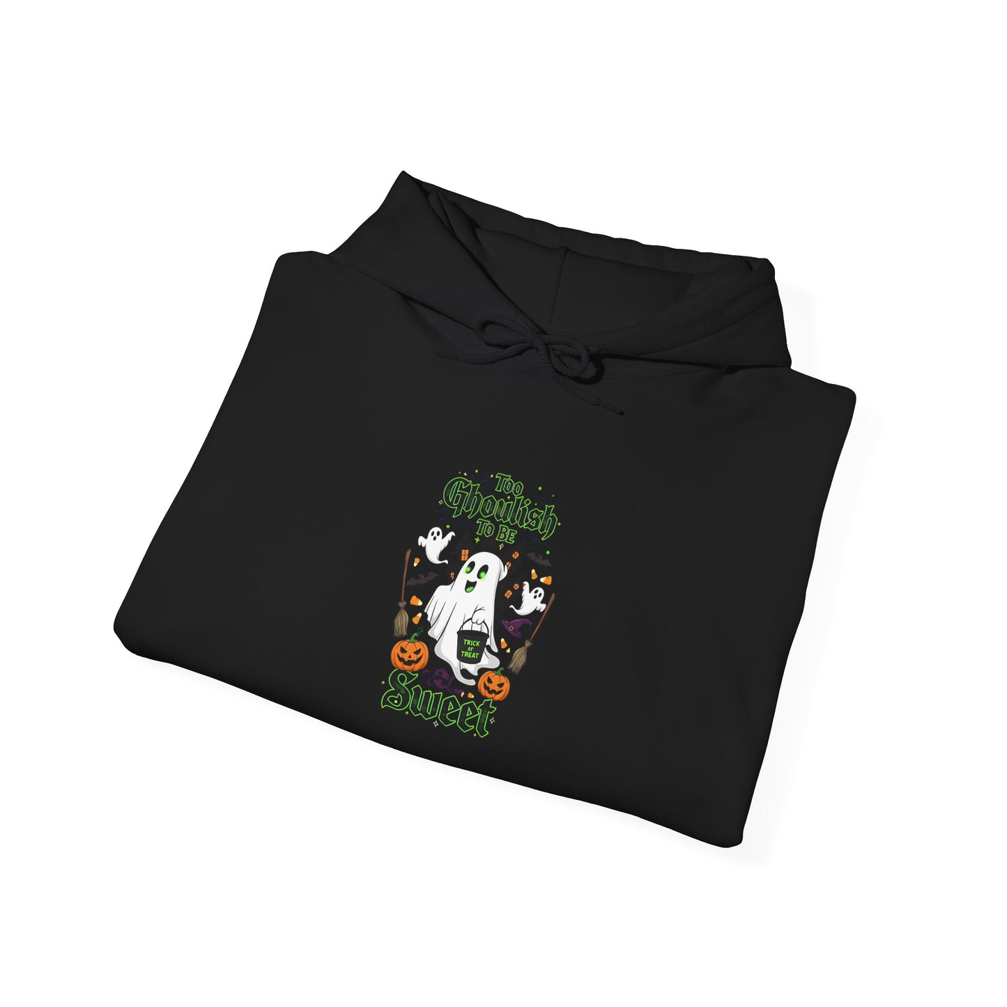 Too Ghoulish to Be Sweet Halloween Hoodie - Unisex Cozy Sweatshirt, Cute Ghost Design, Spooky Season Gift, Fall Comfort Wear