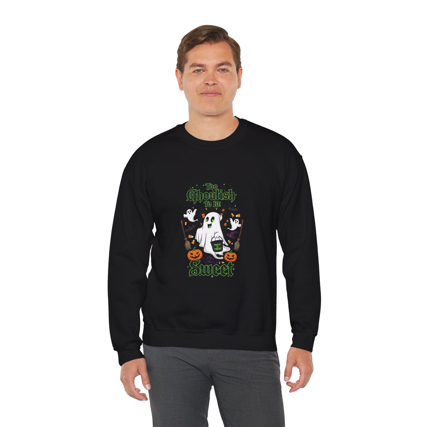 Halloween Ghostly Sweatshirt, Cozy Crewneck for Fall, Unisex Sweater, Ghost Design for Parties, Halloween Gift, Pumpkin Decor