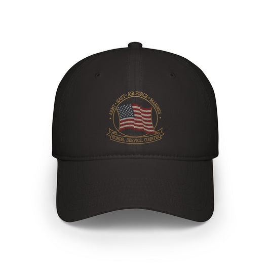 Proud Veteran Hat | American Flag Emblem Low Profile Cap | Vintage Patriotic Baseball Cap for Men & Women