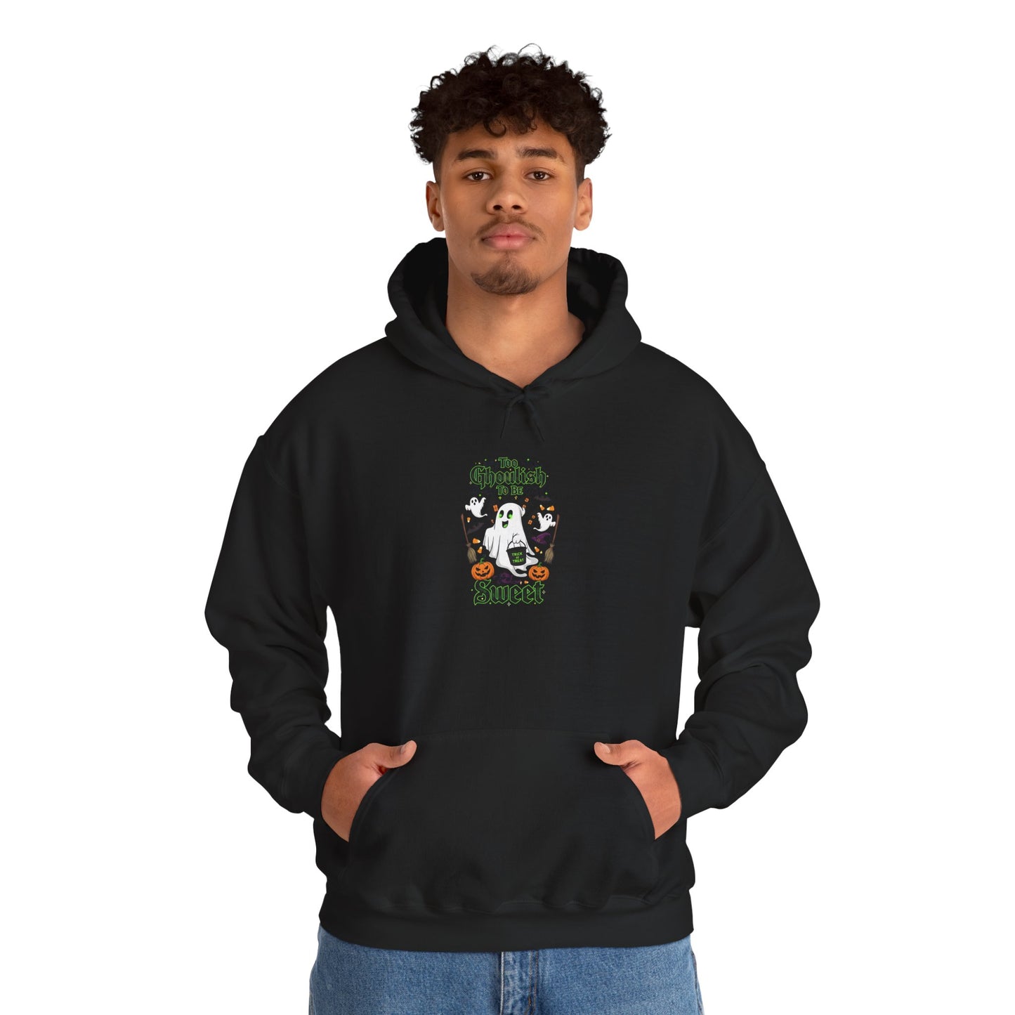 Too Ghoulish to Be Sweet Halloween Hoodie - Unisex Cozy Sweatshirt, Cute Ghost Design, Spooky Season Gift, Fall Comfort Wear