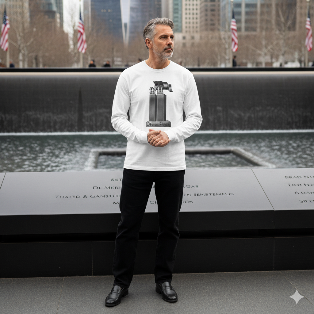 911 Commemoration Long Sleeve Tee, Never Forget Tribute Shirt, Perfect for Remembrance Day, Patriot Day, Memorial Events, Gifts for Veterans