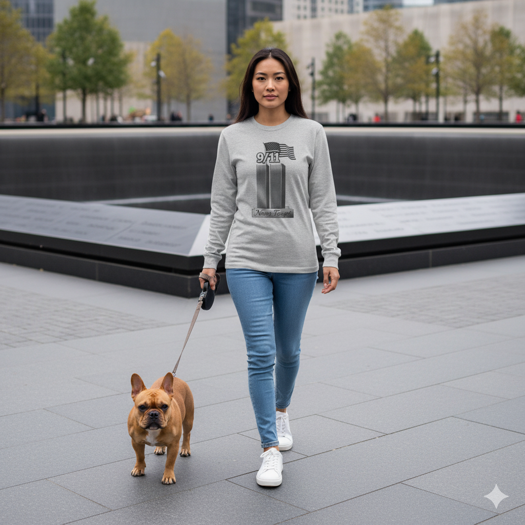 911 Commemoration Long Sleeve Tee, Never Forget Tribute Shirt, Perfect for Remembrance Day, Patriot Day, Memorial Events, Gifts for Veterans