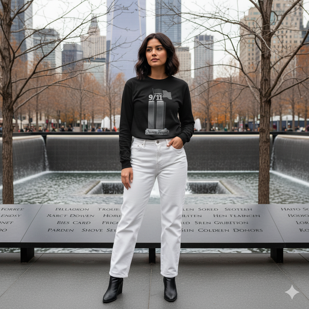911 Commemoration Long Sleeve Tee, Never Forget Tribute Shirt, Perfect for Remembrance Day, Patriot Day, Memorial Events, Gifts for Veterans