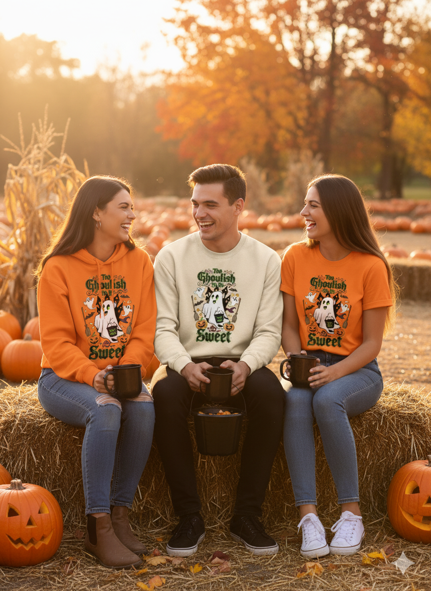 Halloween Ghostly Sweatshirt, Cozy Crewneck for Fall, Unisex Sweater, Ghost Design for Parties, Halloween Gift, Pumpkin Decor