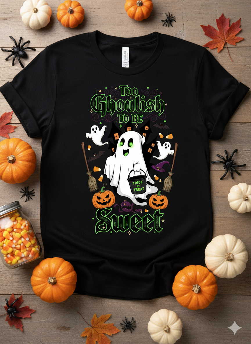 Too Ghoulish to Be Sweet Halloween Unisex Tee, Spooky Season Apparel, Perfect for Halloween Parties, Fun Fall Events