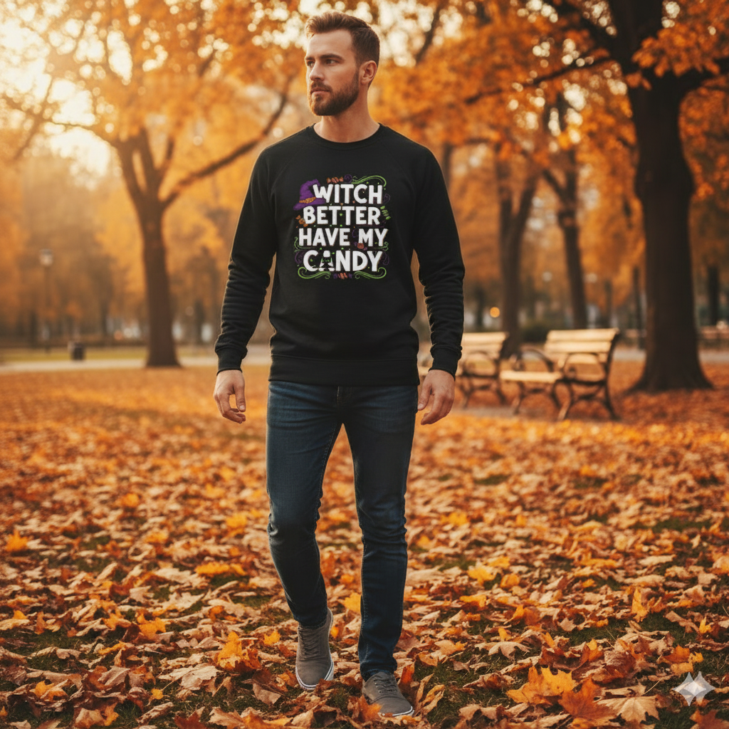 Witch Better Have My Candy Crewneck - Funny Unisex Halloween Sweatshirt Trick-or-Treat Ready
