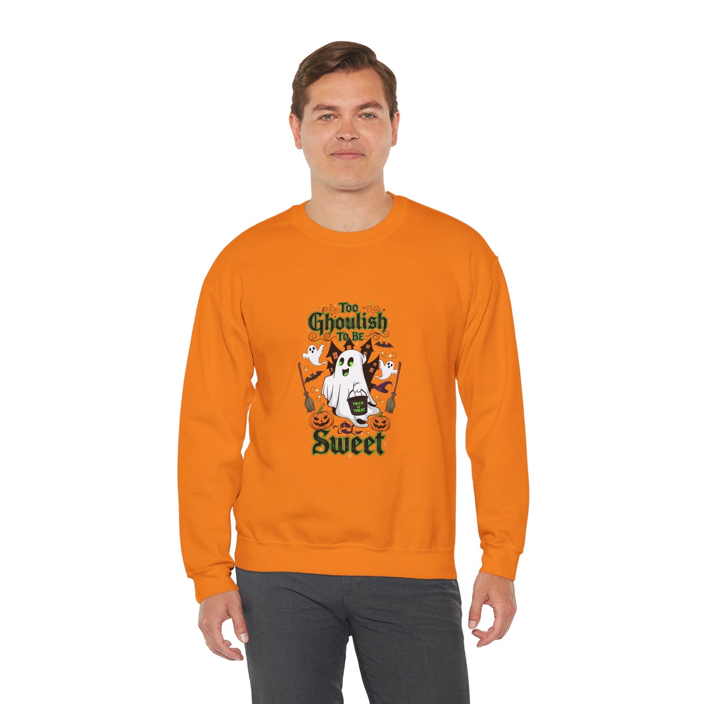 Halloween Ghostly Sweatshirt, Cozy Crewneck for Fall, Unisex Sweater, Ghost Design for Parties, Halloween Gift, Pumpkin Decor