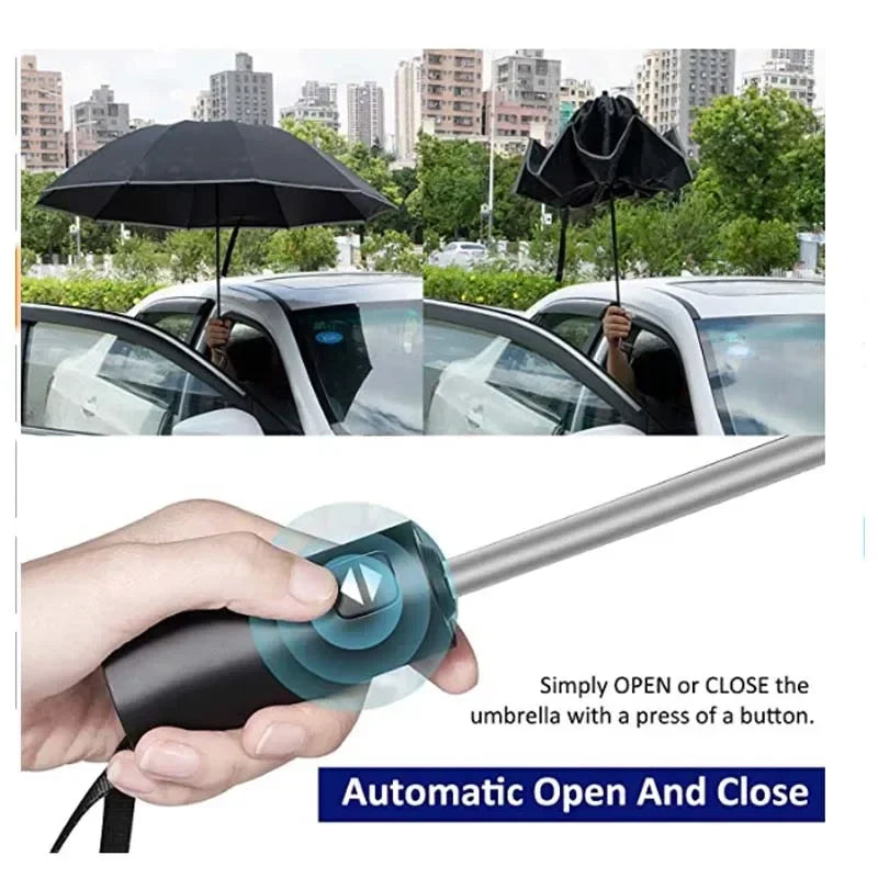 Reverse Safety Umbrella | Windproof, Auto Open/Close, Reflective Stripe