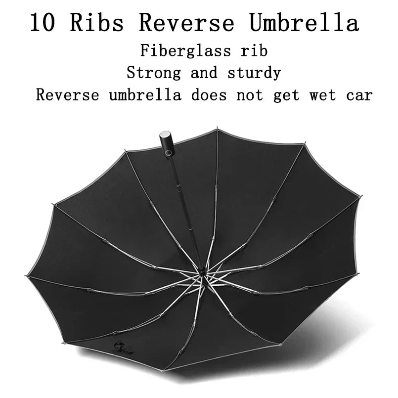 Reverse Safety Umbrella | Windproof, Auto Open/Close, Reflective Stripe