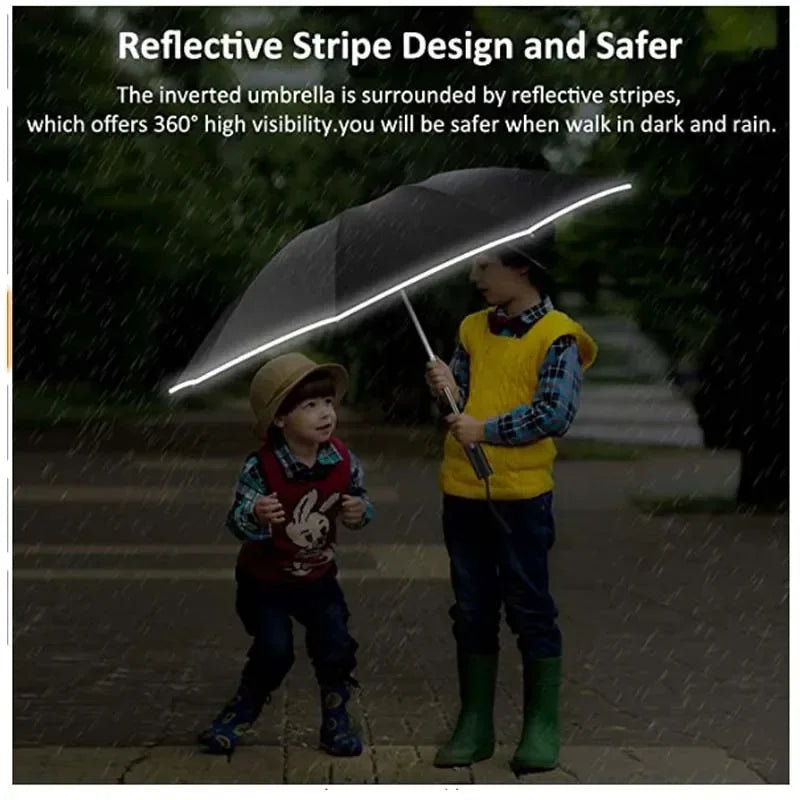 Reverse Safety Umbrella | Windproof, Auto Open/Close, Reflective Stripe