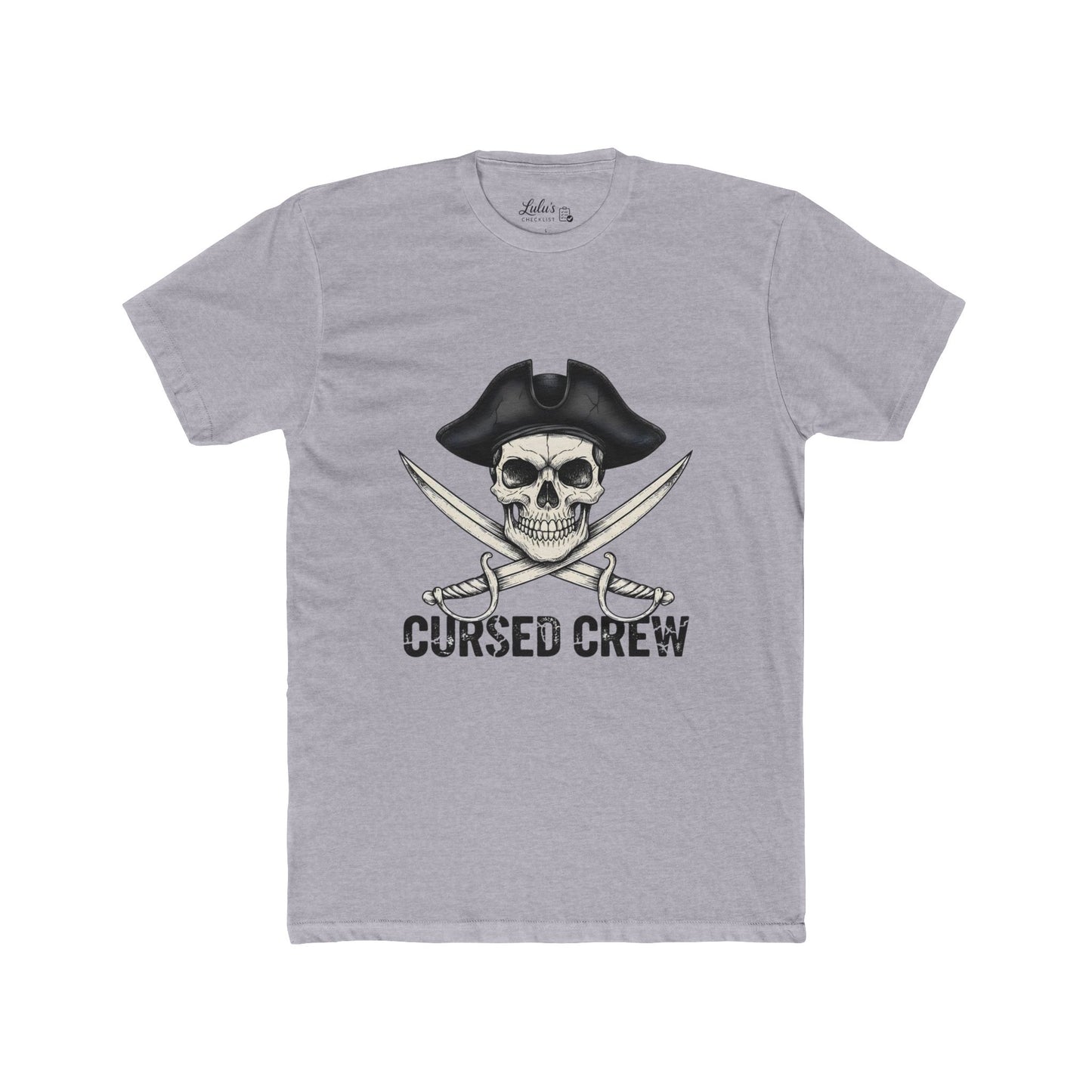Cursed Crew Skull with Pirate Hat T-Shirt | Crossed Swords Pirate Tee | Gothic Pirate Skull Shirt | Halloween Costume Tee for Men