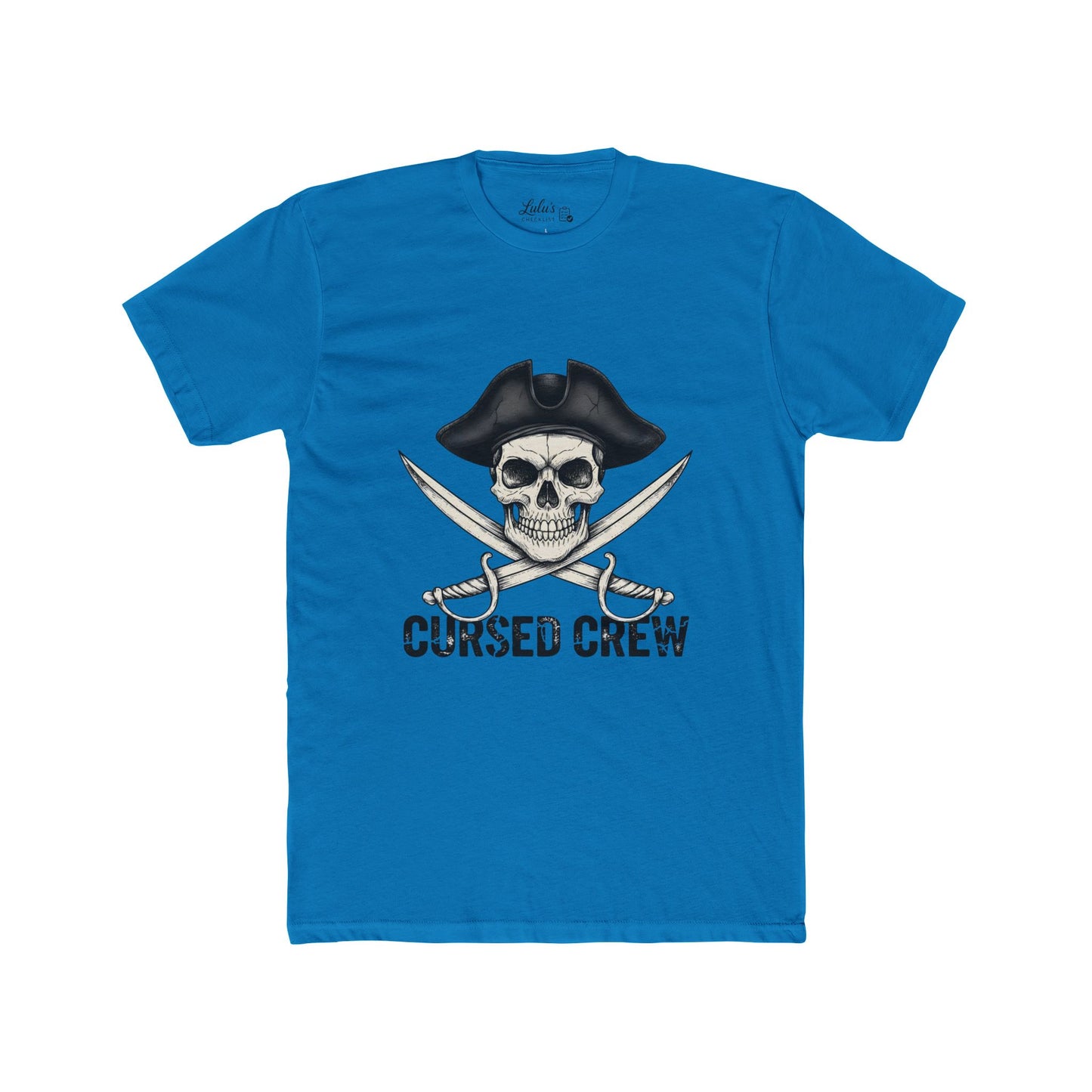 Cursed Crew Skull with Pirate Hat T-Shirt | Crossed Swords Pirate Tee | Gothic Pirate Skull Shirt | Halloween Costume Tee for Men
