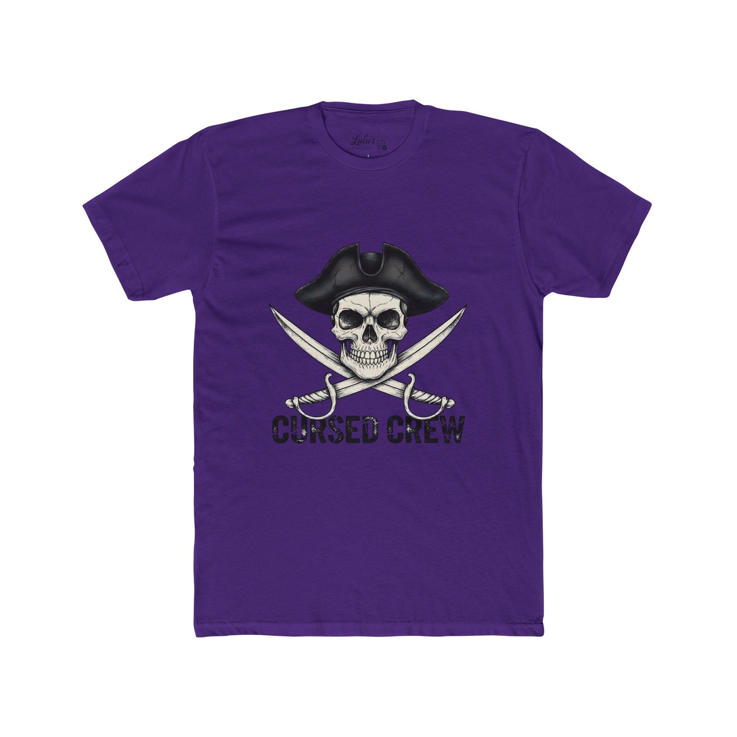 Cursed Crew Skull with Pirate Hat T-Shirt | Crossed Swords Pirate Tee | Gothic Pirate Skull Shirt | Halloween Costume Tee for Men