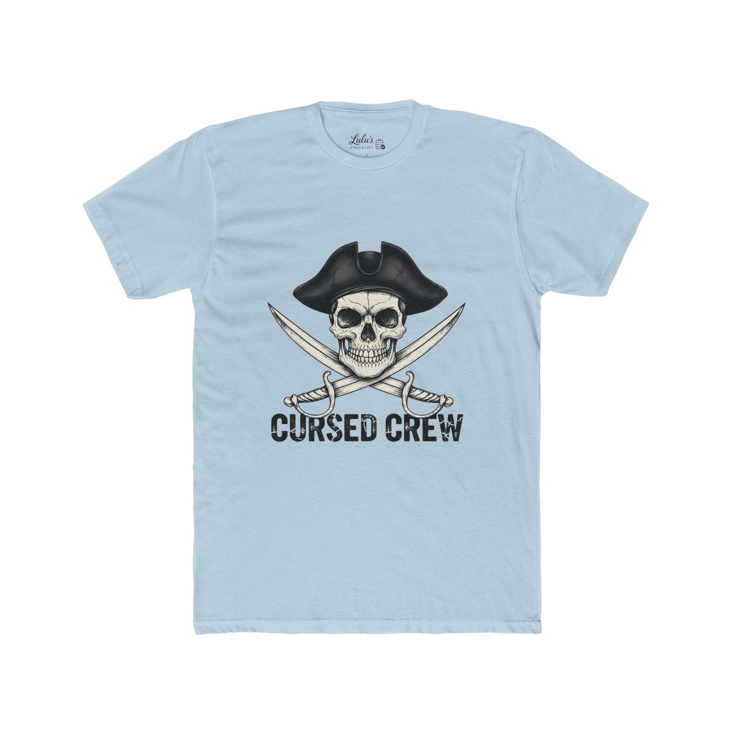 Cursed Crew Skull with Pirate Hat T-Shirt | Crossed Swords Pirate Tee | Gothic Pirate Skull Shirt | Halloween Costume Tee for Men
