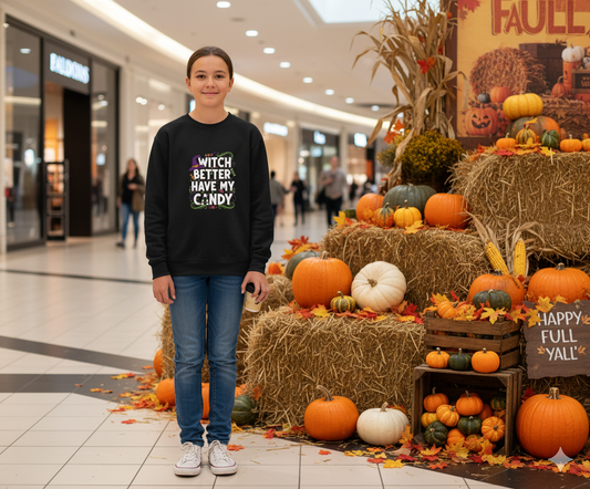 Kids Halloween Candy Sweatshirt - Witch Better Have My Candy Fall Hoodie for Girls & Boys