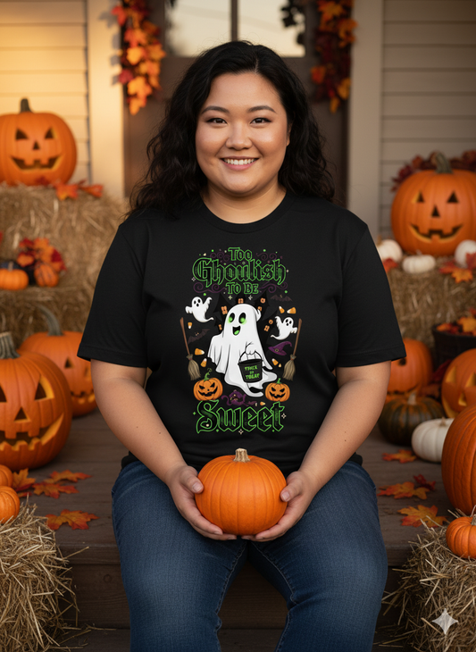 Too Ghoulish to Be Sweet Halloween Unisex Tee, Spooky Season Apparel, Perfect for Halloween Parties, Fun Fall Events