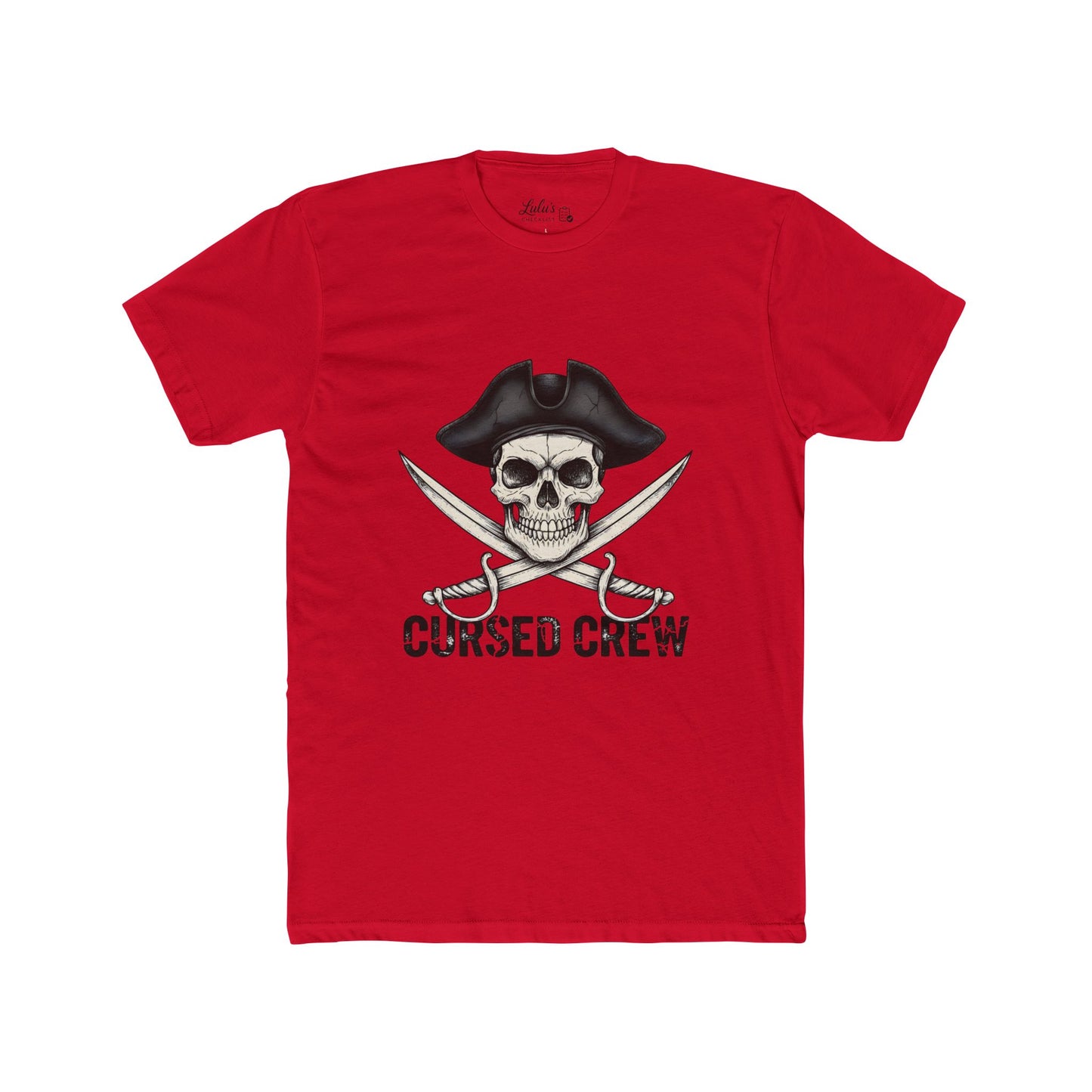 Cursed Crew Skull with Pirate Hat T-Shirt | Crossed Swords Pirate Tee | Gothic Pirate Skull Shirt | Halloween Costume Tee for Men