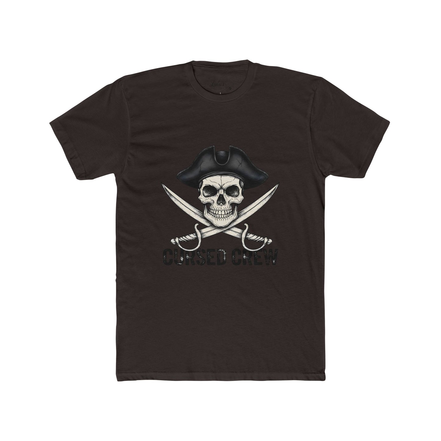 Cursed Crew Skull with Pirate Hat T-Shirt | Crossed Swords Pirate Tee | Gothic Pirate Skull Shirt | Halloween Costume Tee for Men