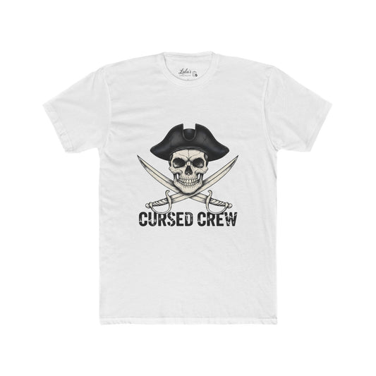 Cursed Crew Skull with Pirate Hat T-Shirt | Crossed Swords Pirate Tee | Gothic Pirate Skull Shirt | Halloween Costume Tee for Men