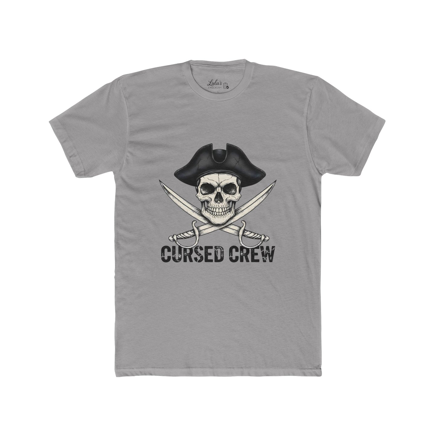 Cursed Crew Skull with Pirate Hat T-Shirt | Crossed Swords Pirate Tee | Gothic Pirate Skull Shirt | Halloween Costume Tee for Men