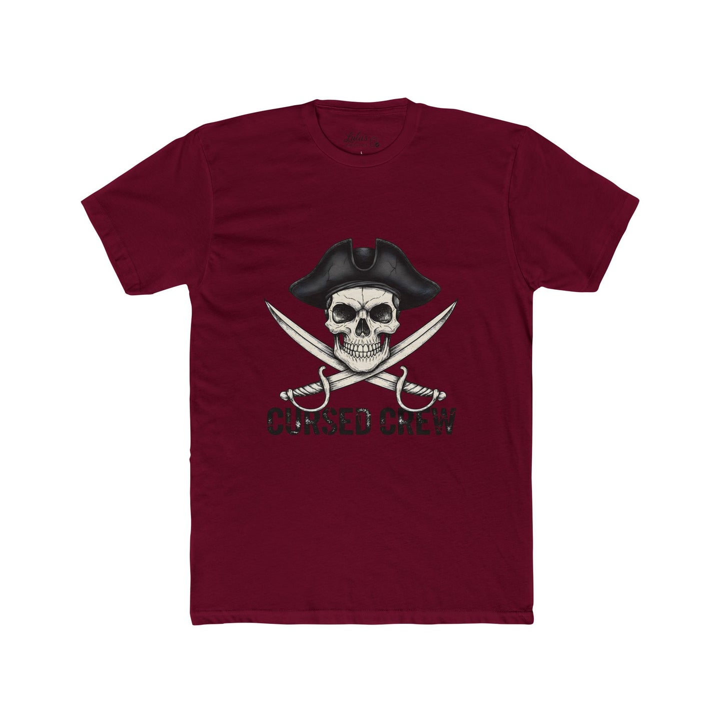 Cursed Crew Skull with Pirate Hat T-Shirt | Crossed Swords Pirate Tee | Gothic Pirate Skull Shirt | Halloween Costume Tee for Men