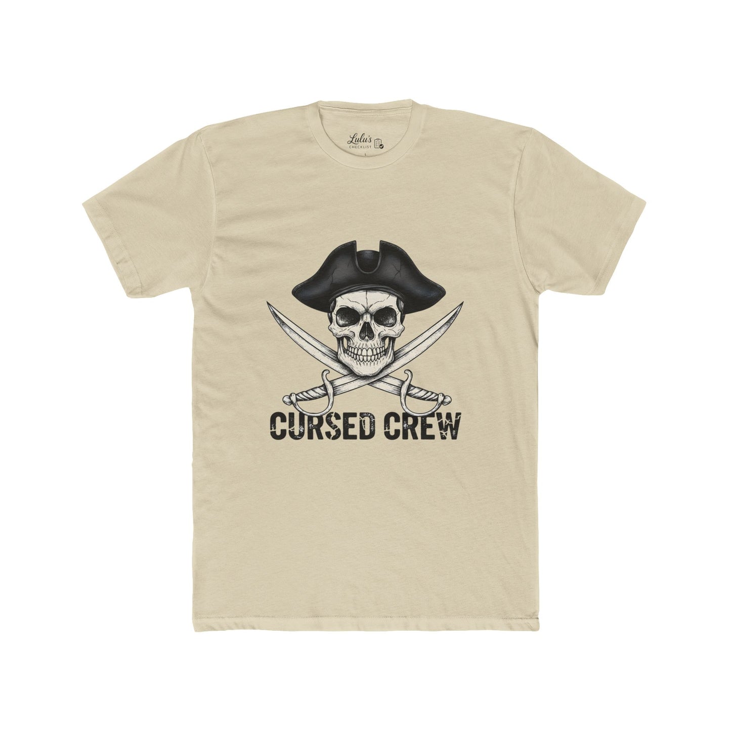 Cursed Crew Skull with Pirate Hat T-Shirt | Crossed Swords Pirate Tee | Gothic Pirate Skull Shirt | Halloween Costume Tee for Men