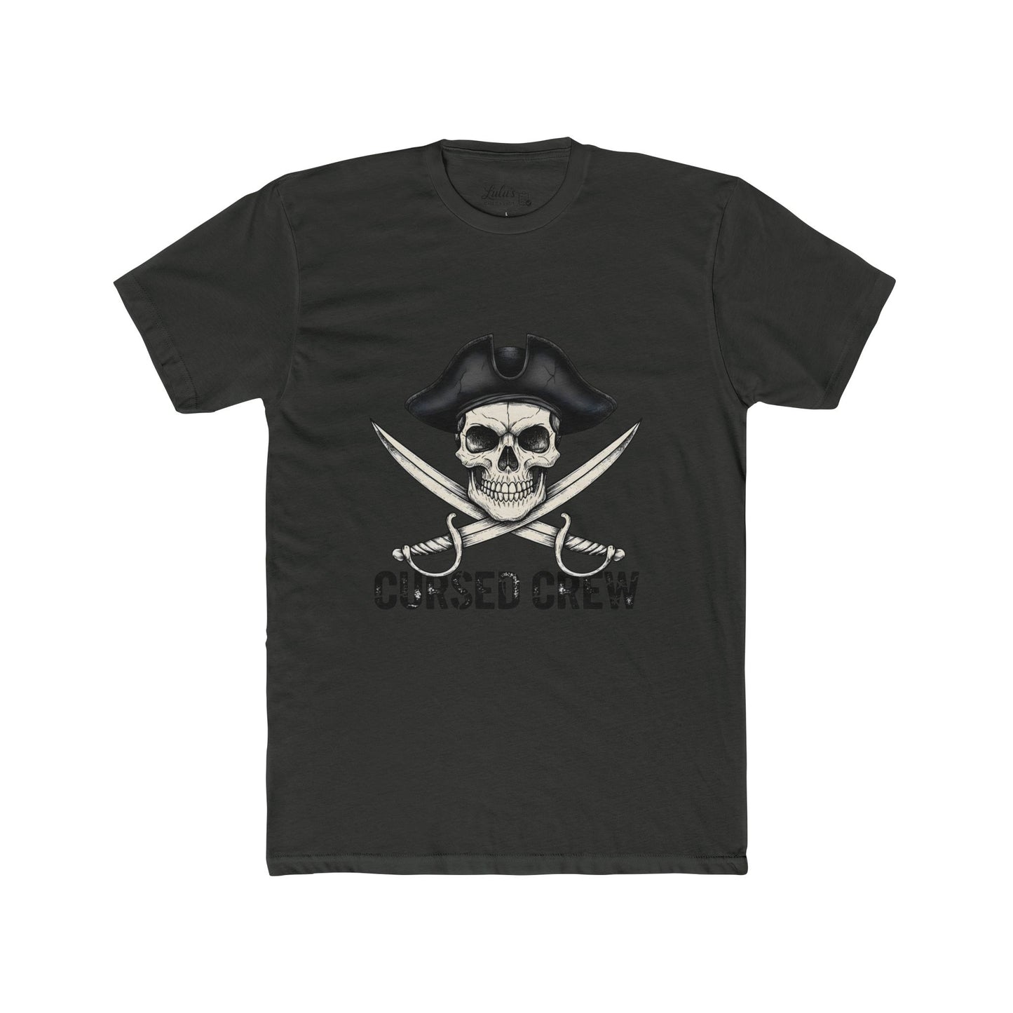 Cursed Crew Skull with Pirate Hat T-Shirt | Crossed Swords Pirate Tee | Gothic Pirate Skull Shirt | Halloween Costume Tee for Men