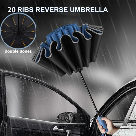 Reverse Safety Umbrella | Windproof, Auto Open/Close, Reflective Stripe